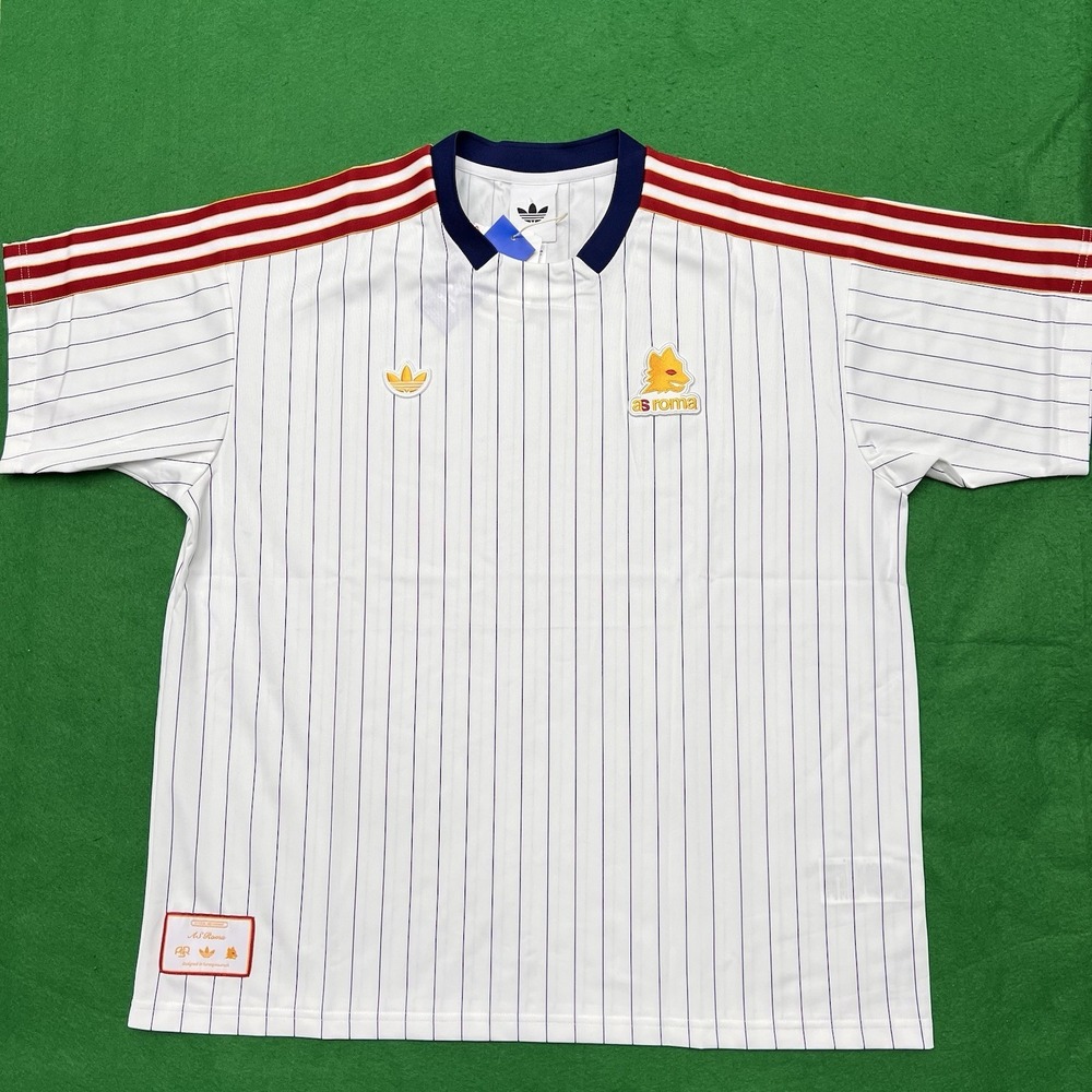 Mens Size XL - Adidas AS Roma Terrace Icon White Soccer Jersey JM2128